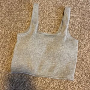 Gray ribbed crop top
